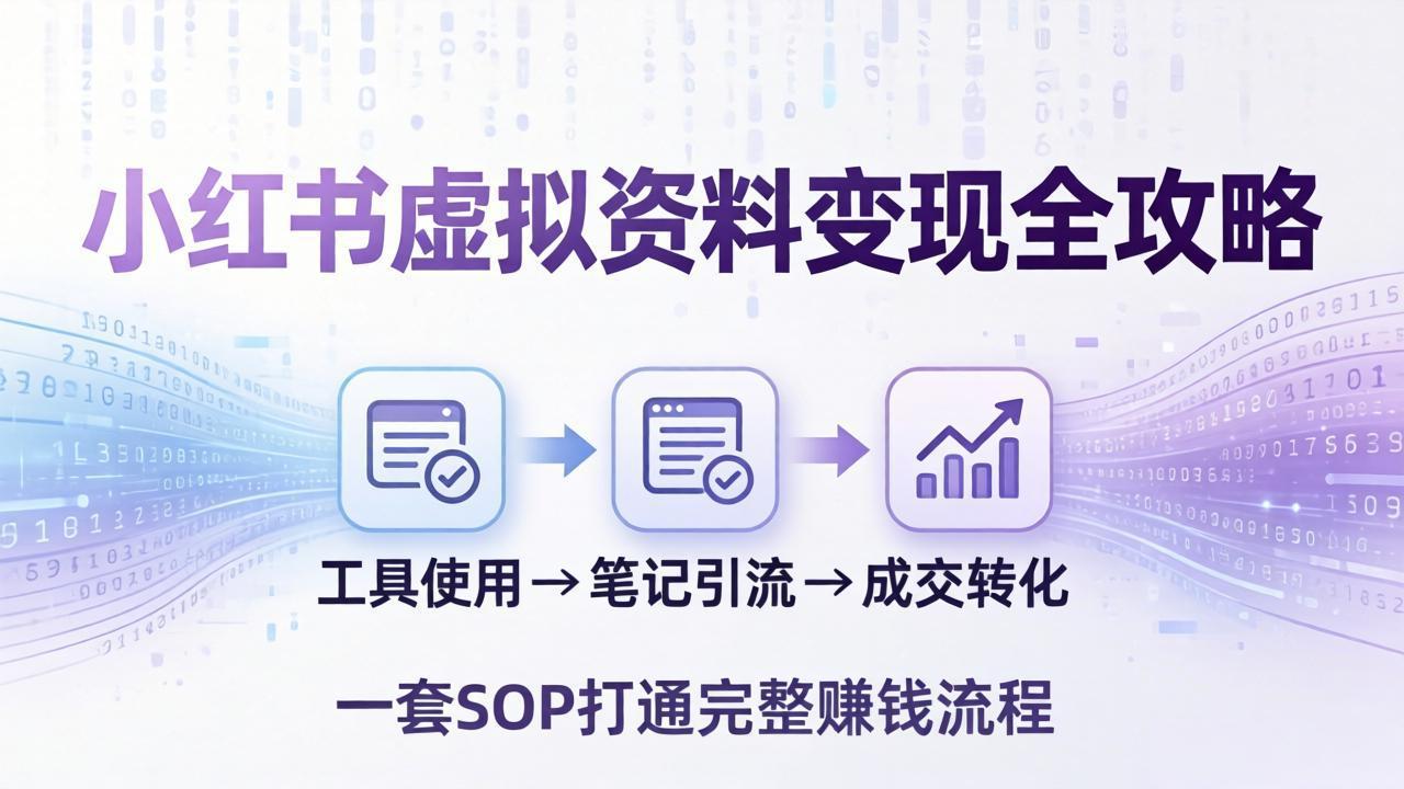 小红书虚拟资料变现全攻略：从工具使用到笔记引流成交，一套 SOP 打通完整赚钱流程-伏羲SAAS
