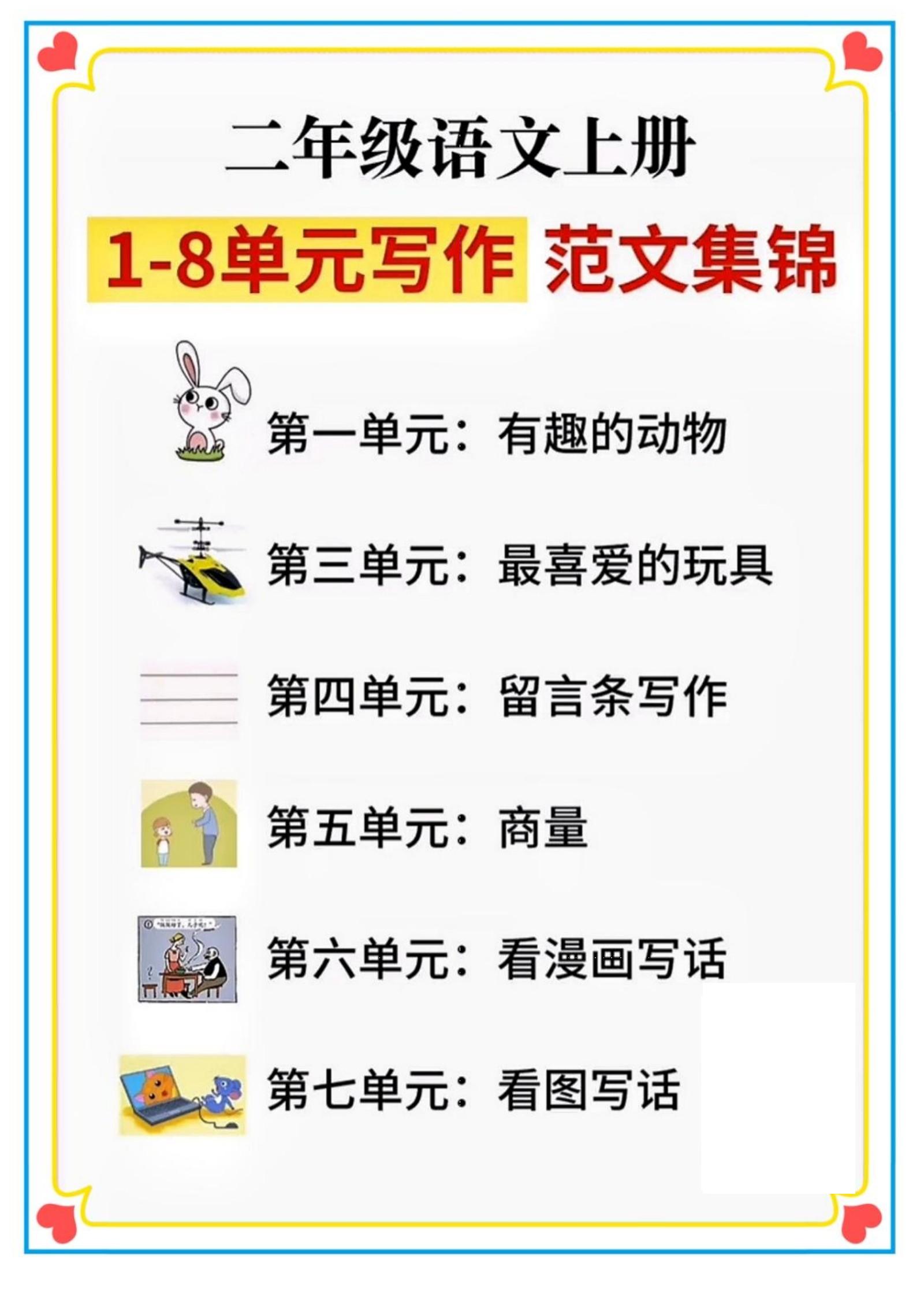 二年级语文上册1-8单元看图写话范文集锦-伏羲SAAS