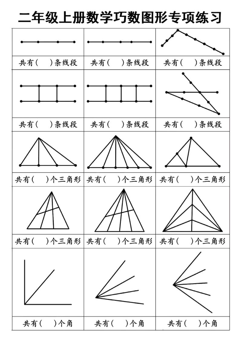 二上数学巧数图形专项练习+角的初步认识（10页）-伏羲SAAS