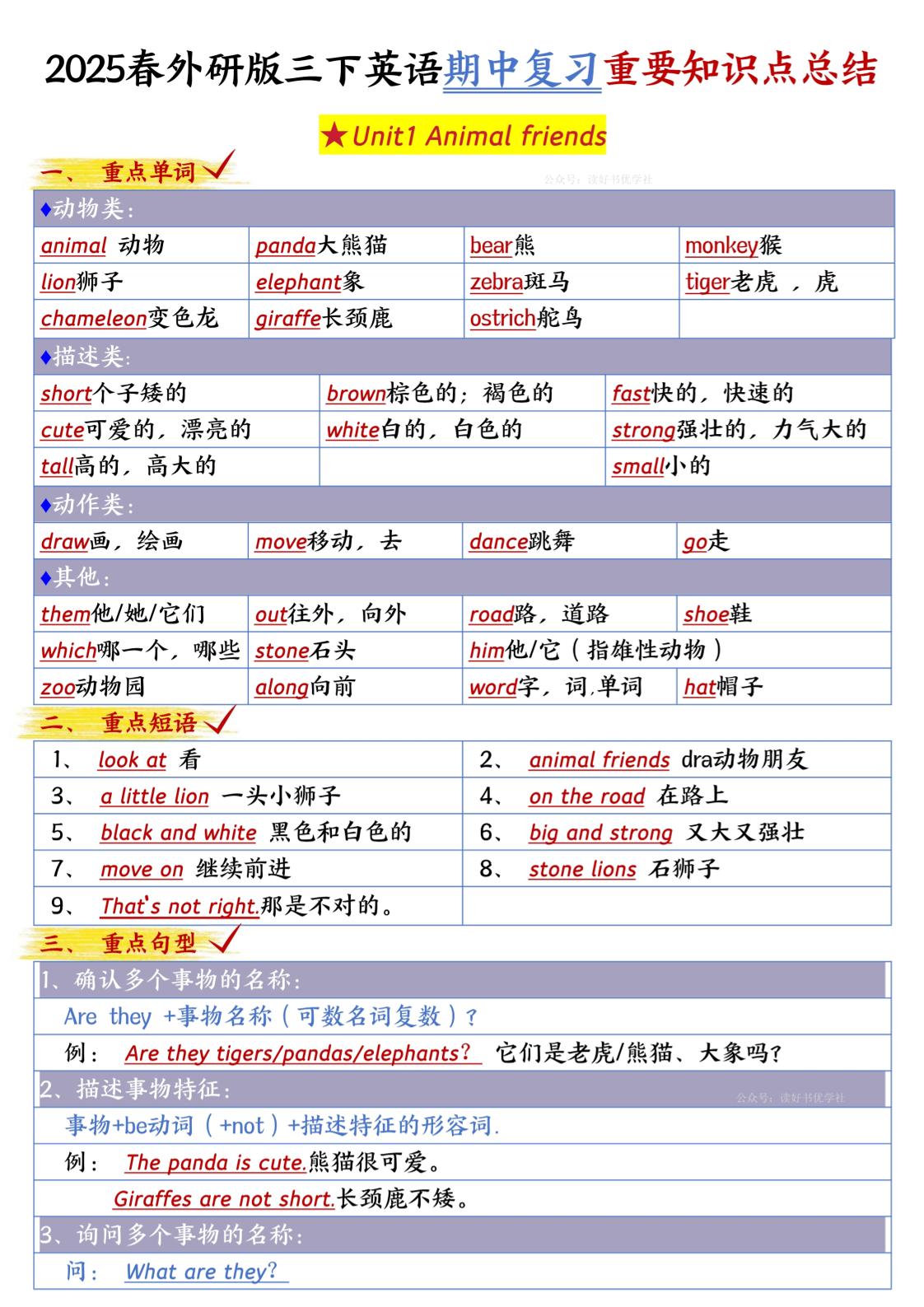 三下英语外研期中知识清单1-伏羲SAAS