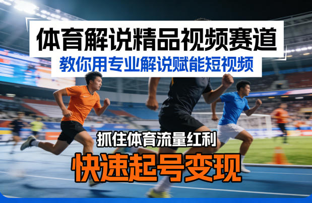 体育解说精品视频赛道，教你用专业解说赋能短视频，抓住体育流量红利，快速起号变现-伏羲SAAS