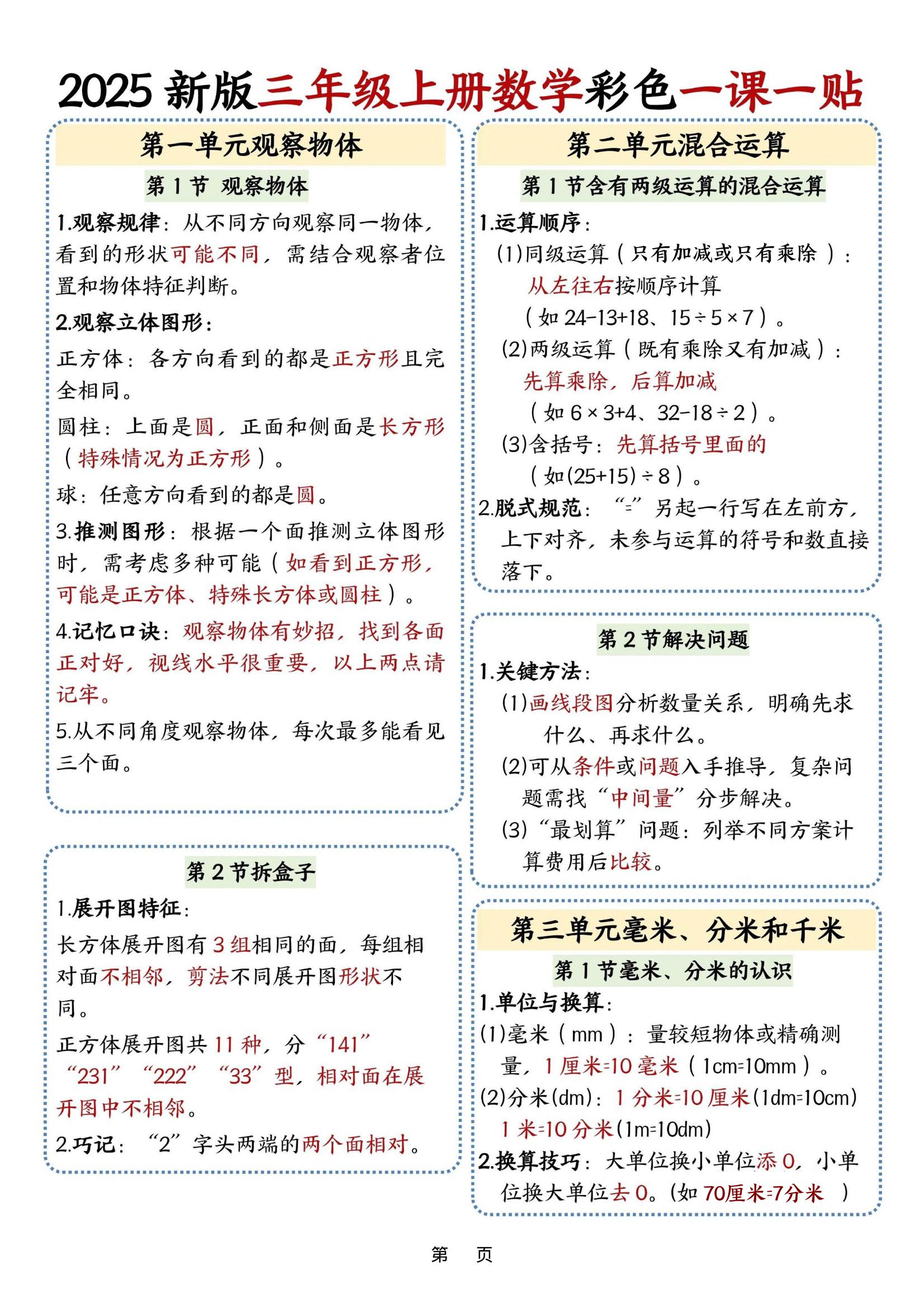 25新版三上数学课课贴-伏羲SAAS