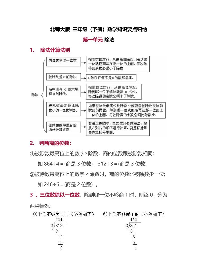 三下北师大数学汇总重点-1-伏羲SAAS