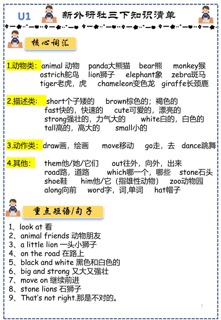 三下外研版英语知识点清单12页-伏羲SAAS