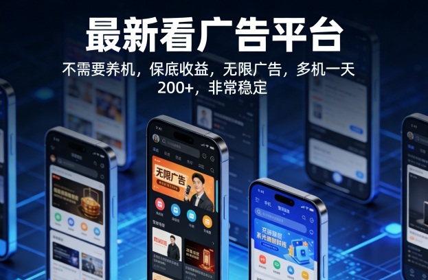最新看广告平台，不需要养机，保底收益，无限广告，多机一天200+，非常稳定【揭秘】-伏羲SAAS