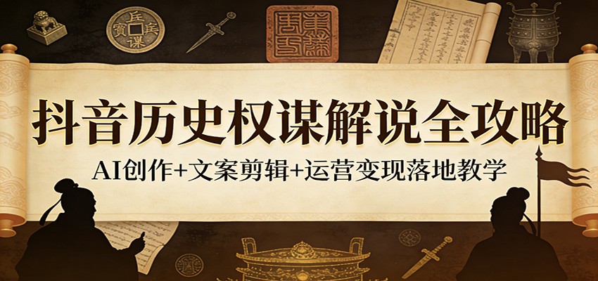 抖音历史权谋解说全攻略：AI创作+文案剪辑+运营变现落地教学-伏羲SAAS