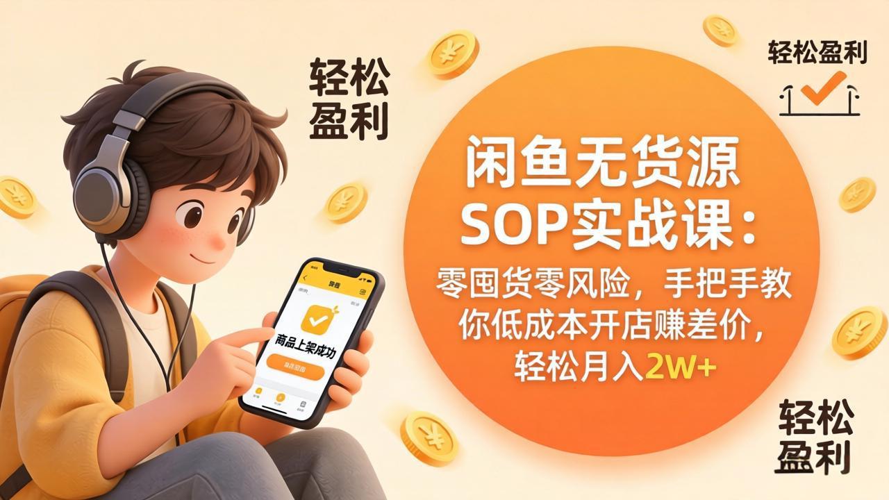 闲鱼无货源SOP实战课：零囤货零风险，手把手教你低成本开店赚差价，轻松月入2w+-伏羲SAAS