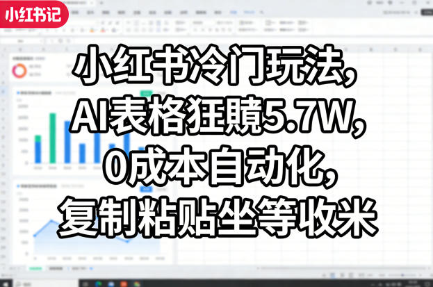 小红书冷门玩法，AI表格狂賺5.7W，0成本自动化，复制粘贴坐等收米-伏羲SAAS