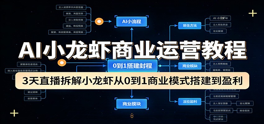 AI小龙虾商业运营教程:3天直播拆解小龙虾从0到1商业模式搭建到盈利-伏羲SAAS