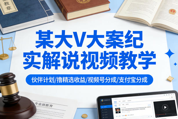 某大V大案纪实解说视频教学，可做伙伴计划、撸精选收益，视频号和支付宝分成计划均可-伏羲SAAS