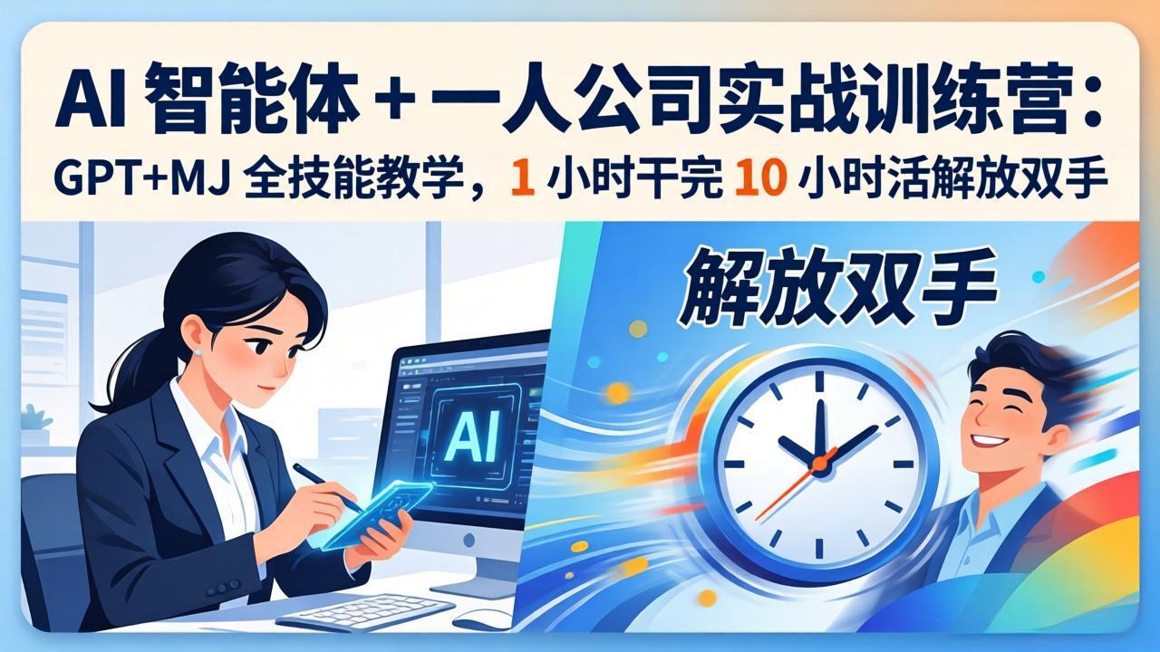 AI 智能体 + 一人公司实战训练营:GPT+MJ 全技能教学,1 小时干完 10 小时活解放双手-伏羲SAAS