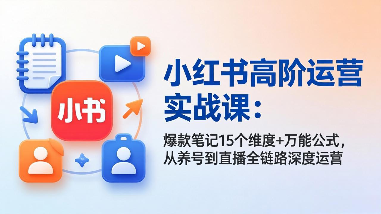 小红书高阶运营实战课:爆款笔记15个维度+万能公式,从养号到直播全链路深度运营-伏羲SAAS