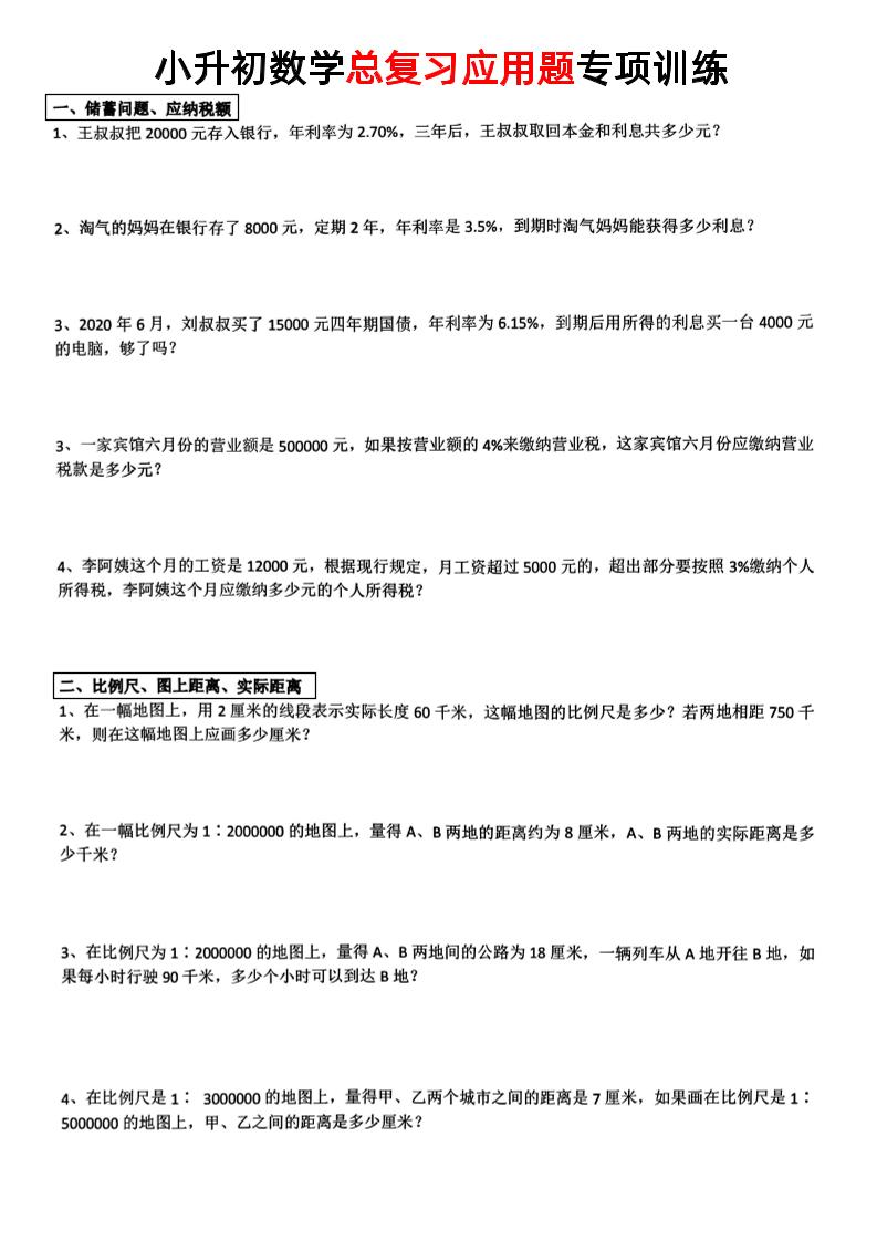 小升初数学【总复习应用题】-伏羲SAAS