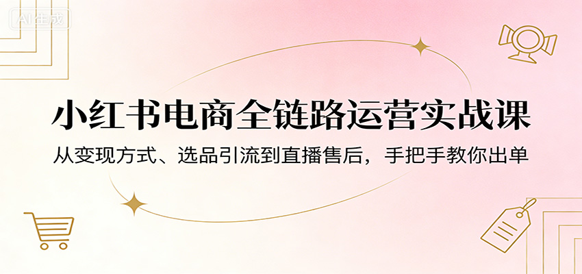 小红书电商全链路运营实战课：从变现方式、选品引流到直播售后，手把手教你出单-伏羲SAAS