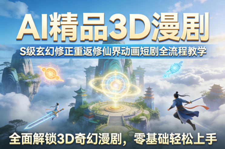 AI精品3D漫剧S级玄幻修正重返修仙界动画短剧全流程教学，全面解锁3D奇幻漫剧，零基础轻松上手-伏羲SAAS