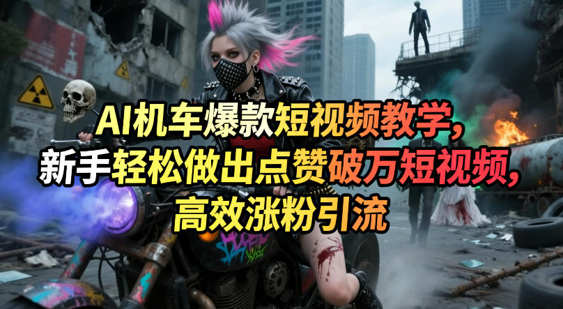 AI机车爆款短视频教学，新手轻松做出点赞破万短视频，高效涨粉引流-伏羲SAAS