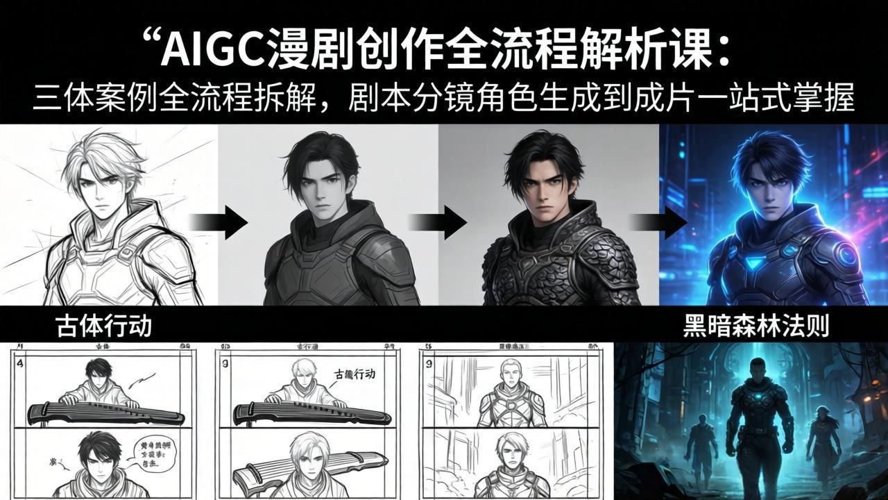AIGC漫剧创作全流程解析课：三体案例全流程拆解，剧本分镜角色生成到成片一站式掌握-伏羲SAAS