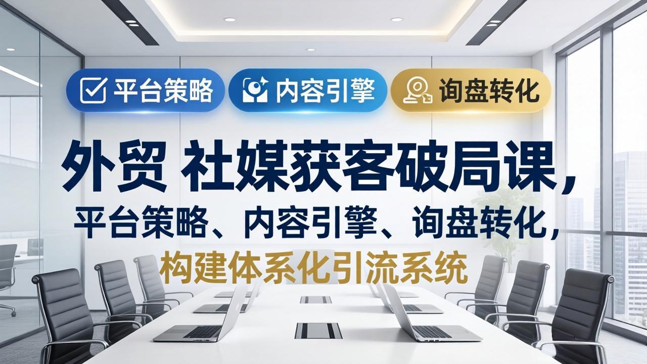 外贸 社媒获客破局课,平台策略、内容引擎、询盘转化,构建体系化引流系统(更新26年3月-伏羲SAAS