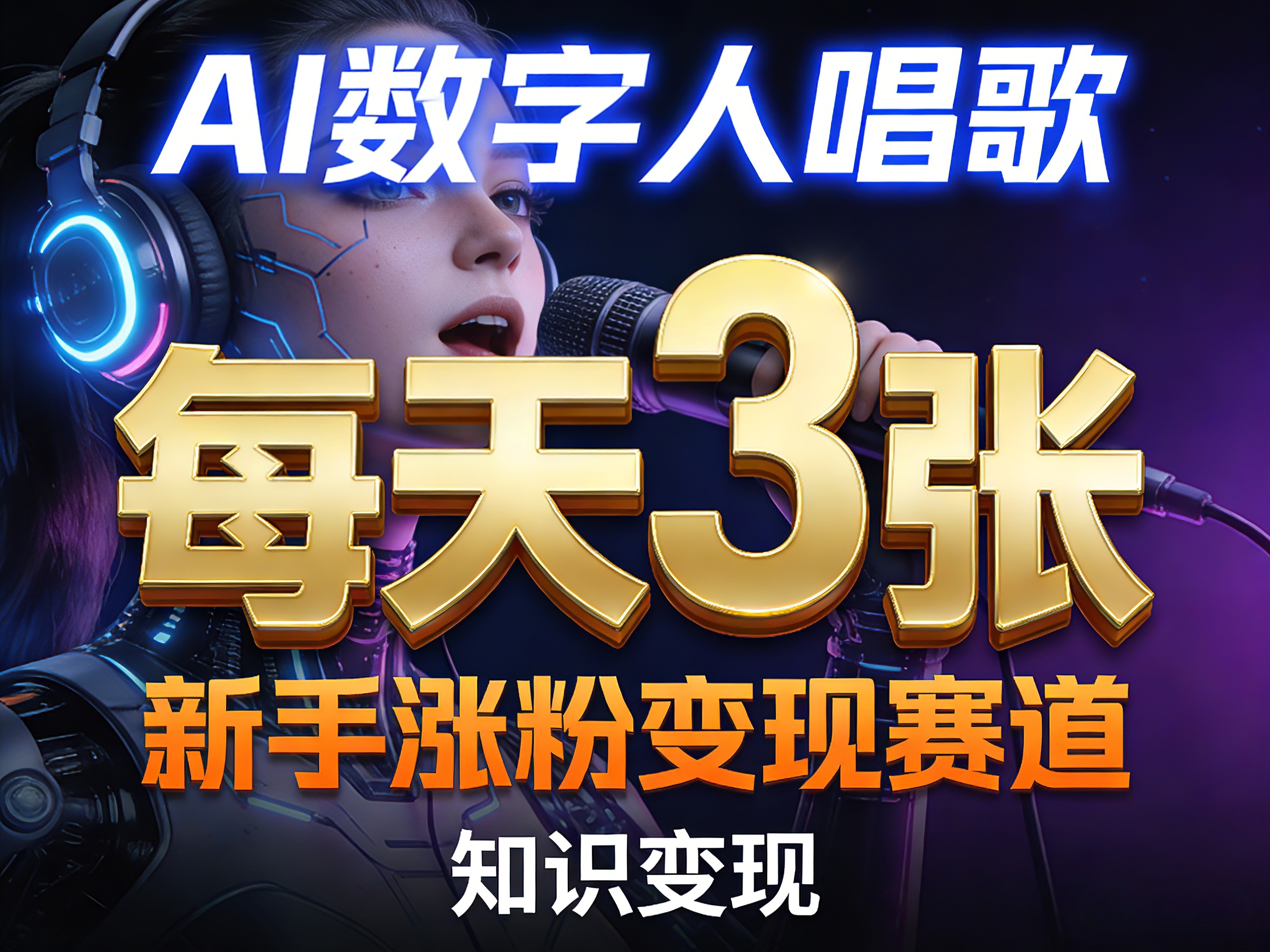 AI数字人唱歌，新手涨粉变现赛道，每天3张和知识付费，副业必备-伏羲SAAS