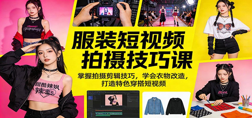服装短视频拍摄技巧课：掌握拍摄剪辑技巧，学会衣物改造，打造特色穿搭短视频-伏羲SAAS