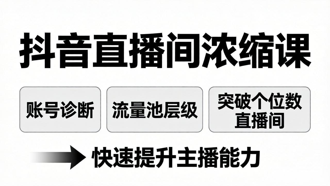 抖音直播间浓缩课：账号诊断+流量池层级，突破个位数直播间，快速提升主播能力-伏羲SAAS