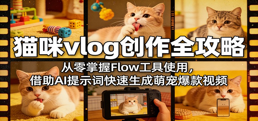 猫咪vlog创作全攻略:从零掌握Flow工具使用,借助AI提示词快速生成萌宠爆款视频-伏羲SAAS