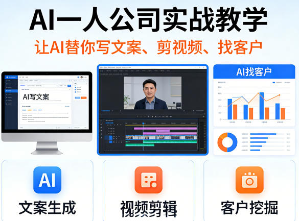AI一人公司实战教学，让AI替你写文案、剪视频、找客户-伏羲SAAS