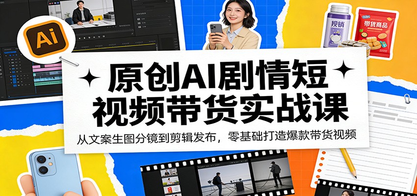 原创AI剧情短视频带货实战课：从文案生图分镜到剪辑发布，零基础打造爆款带货视频-伏羲SAAS