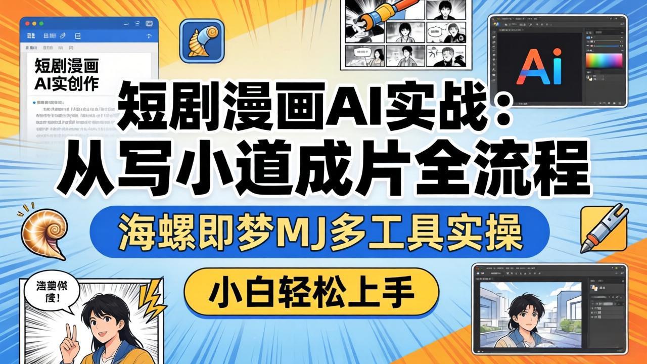 短剧漫画AI实战：从写小说到成片全流程，海螺即梦MJ多工具实操，小白轻松上手-伏羲SAAS