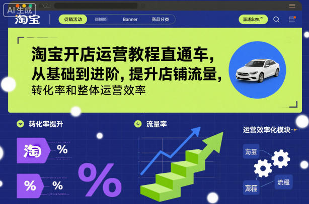 淘宝开店运营教程直通车,从基础到进阶,提升店铺流量,转化率和整体运营效率(更新26年4月10日)-伏羲SAAS