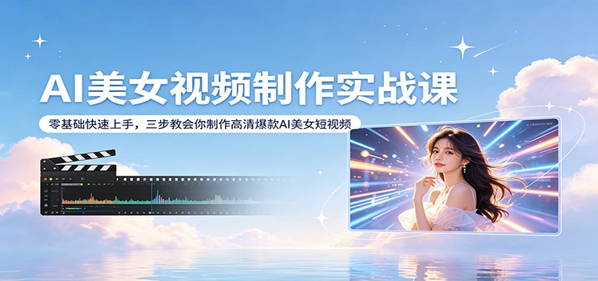 AI美女视频制作实战课：零基础快速上手，三步教会你制作高清爆款AI美女短视频-伏羲SAAS
