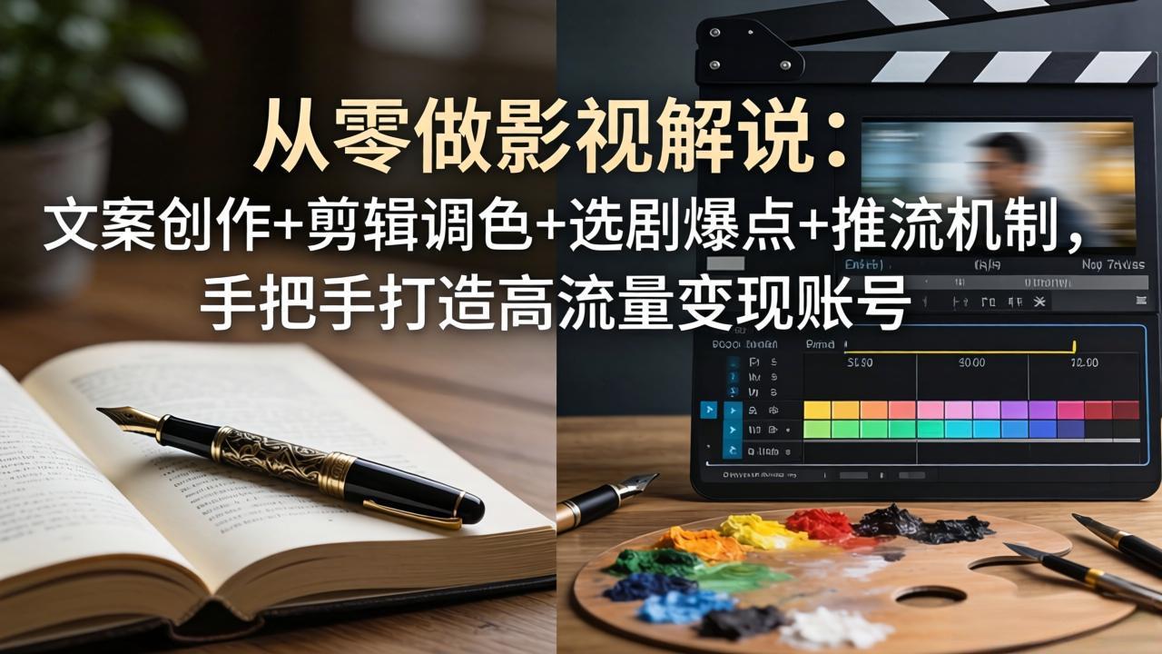 从零做影视解说：文案创作+剪辑调色+选剧爆点+推流机制，手把手打造高流量变现账号-伏羲SAAS