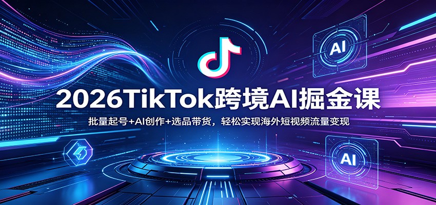 2026TikTok跨境AI掘金课:批量起号+AI创作+选品带货,轻松实现海外短视频流量变现-伏羲SAAS
