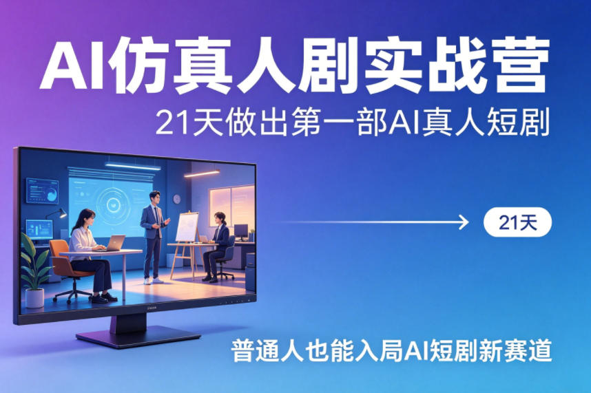 AI仿真人剧实战营，21天做出第一部AI真人短剧，普通人也能入局AI短剧新赛道-伏羲SAAS