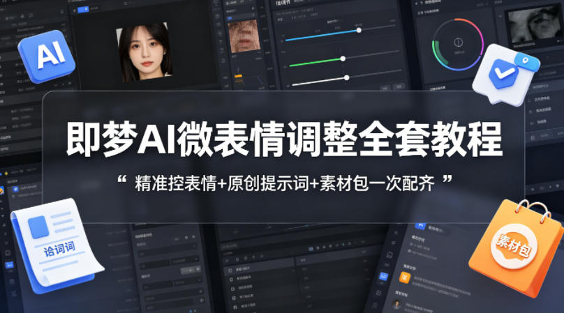 即梦AI微表情调整全套教程，精准控表情+原创提示词+素材包一次配齐-伏羲SAAS