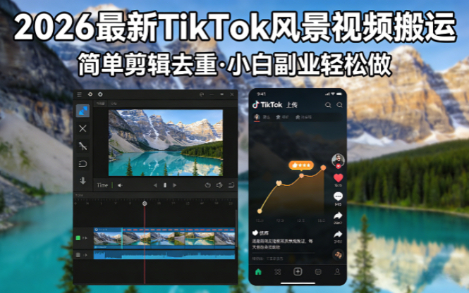 2026最新TikTok风景视频搬运简单剪辑去重小白副业月入 8000-伏羲SAAS