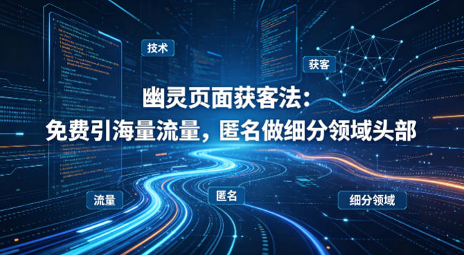 用懂技术!幽灵页面获客法:免费引海量流量,匿名做细分领域头部-伏羲SAAS