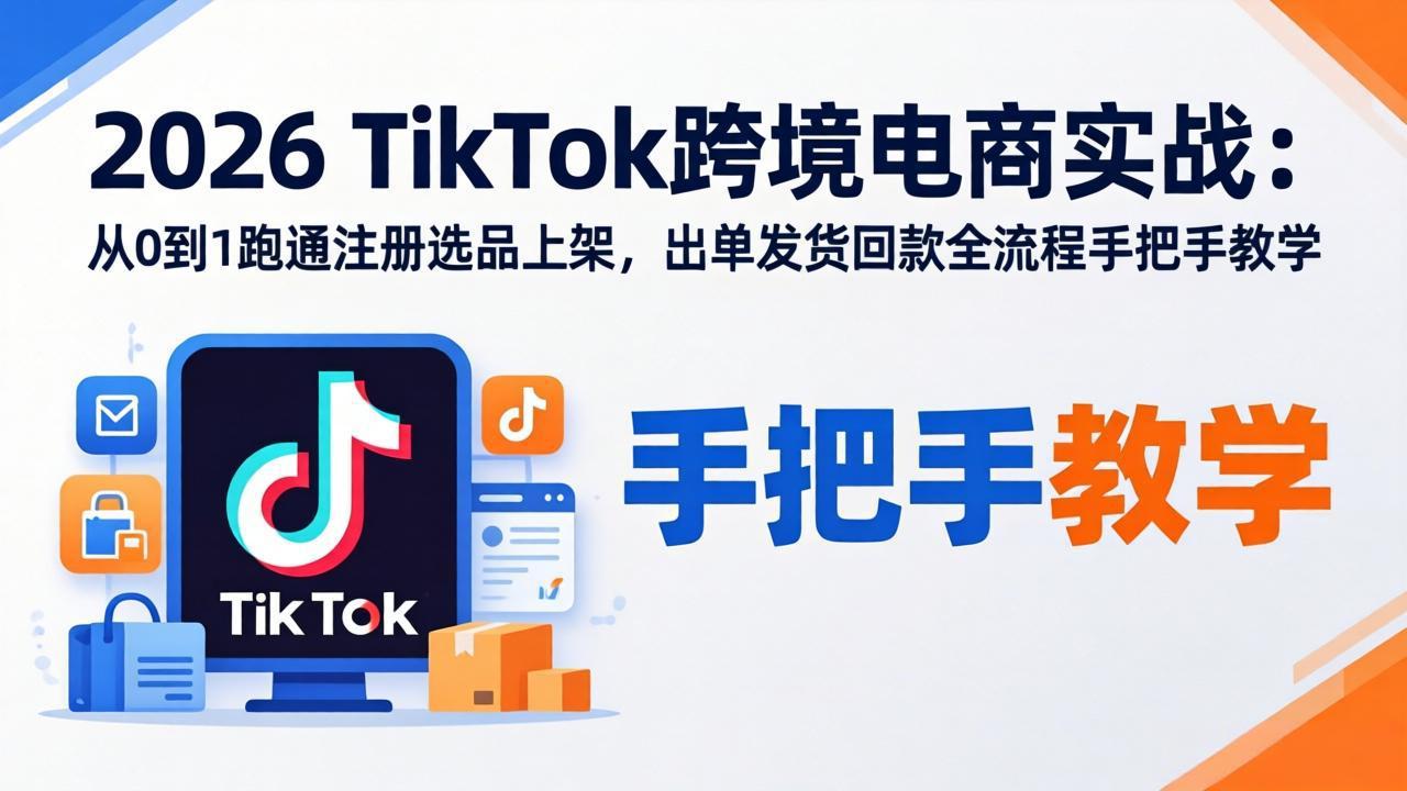 2026TikTok跨境电商实战-更新：从0到1跑通注册选品上架，出单发货回款全流程手把手教学-伏羲SAAS