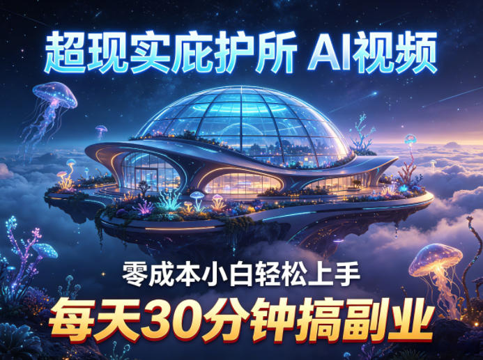 超现实庇护所AI视频项目拆解，零成本小白轻松上手，每天30分钟搞副业-伏羲SAAS