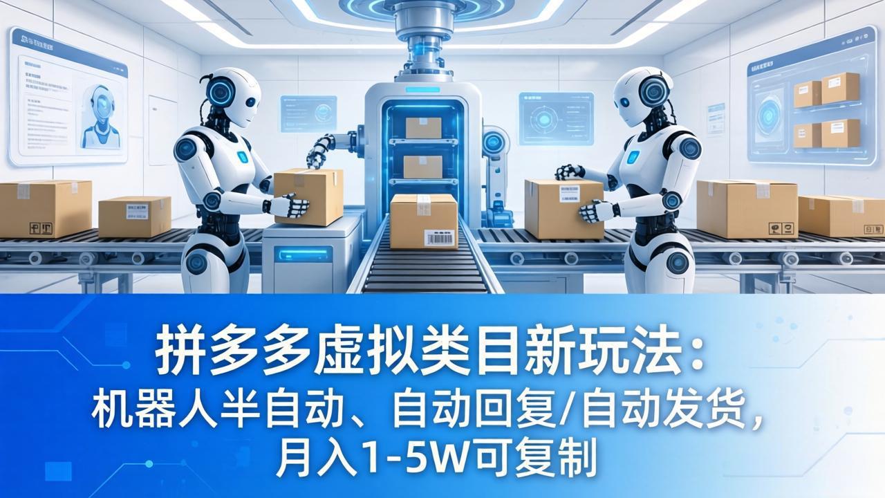 拼多多虚拟类目新玩法：机器人半自动、自动回复 /自动发货，月入 1-5W 可复制-伏羲SAAS