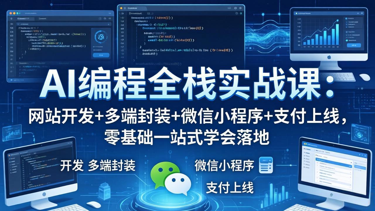AI编程全栈实战课：网站开发+多端封装+微信小程序+支付上线，零基础一站式学会落地-伏羲SAAS
