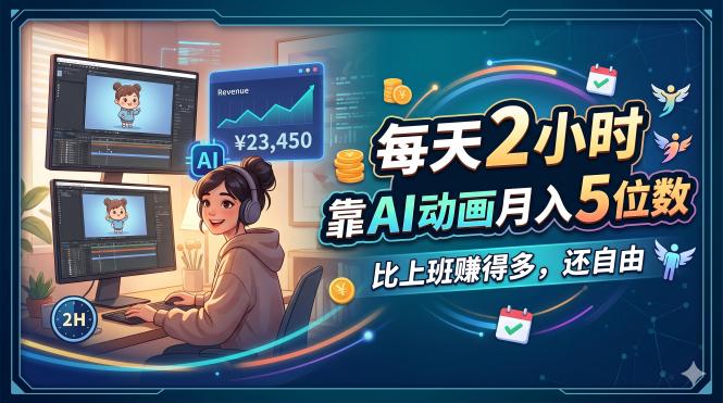 每天 2 小时，靠 AI 动画月入 5 位数，比上班赚得多，还自由-伏羲SAAS