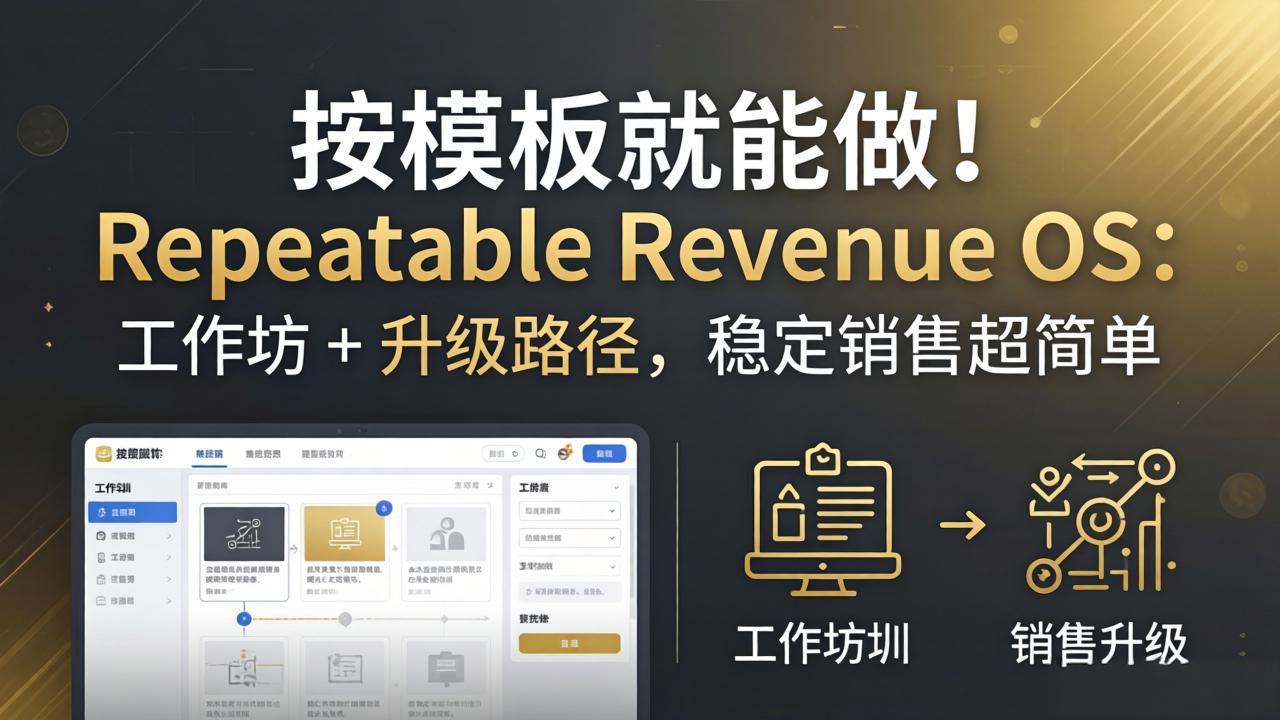 按模板就能做！Repeatable Revenue OS：工作坊 + 升级路径，稳定销售超简单-伏羲SAAS