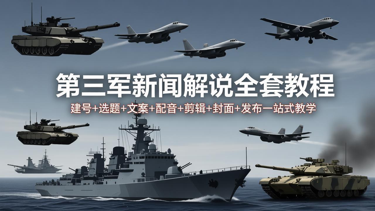 第三军迷新闻解说全套教程：建号+选题+文案+配音+剪辑+封面+发布一站式教学-伏羲SAAS