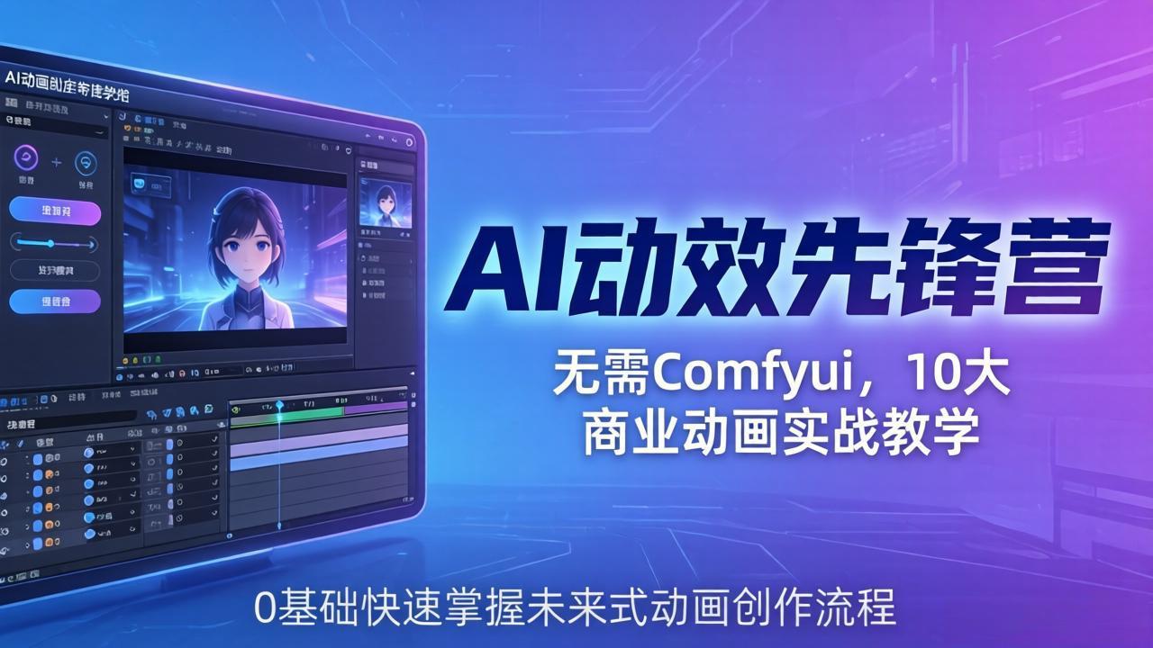 AI 动效先锋营：无需Comfyui，10大商业动画实战教学，0基础快速掌握未来式动画创作流程-伏羲SAAS