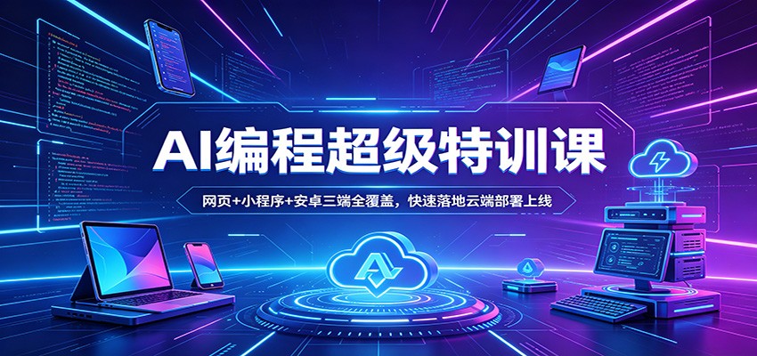 AI编程超级特训课：网页+小程序+安卓三端全覆盖，快速落地云端部署上线-伏羲SAAS