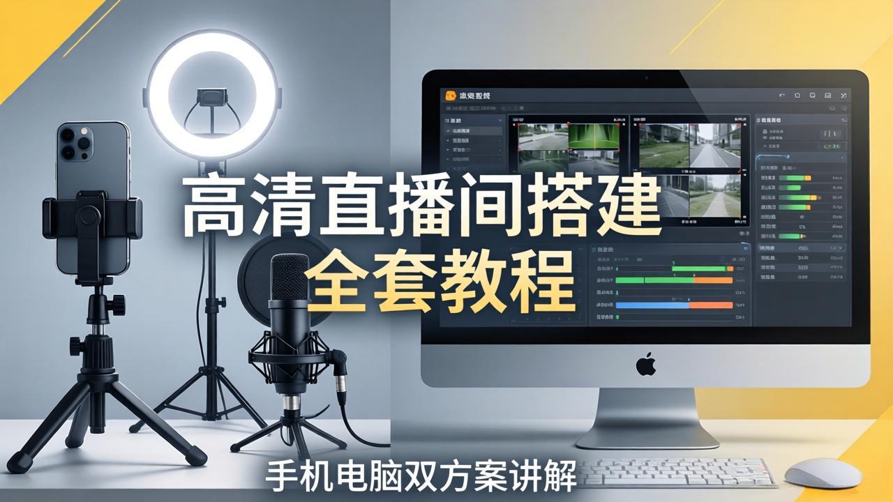 高清直播间搭建全套教程，手机电脑双方案讲解，设备选型调试多机位实操教学-伏羲SAAS