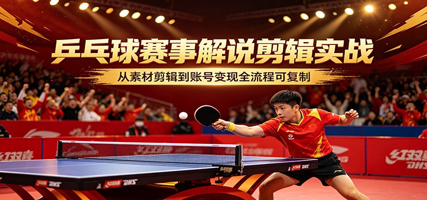 乒乓球赛事解说剪辑实战，从素材剪辑到账号变现全流程可复制-伏羲SAAS