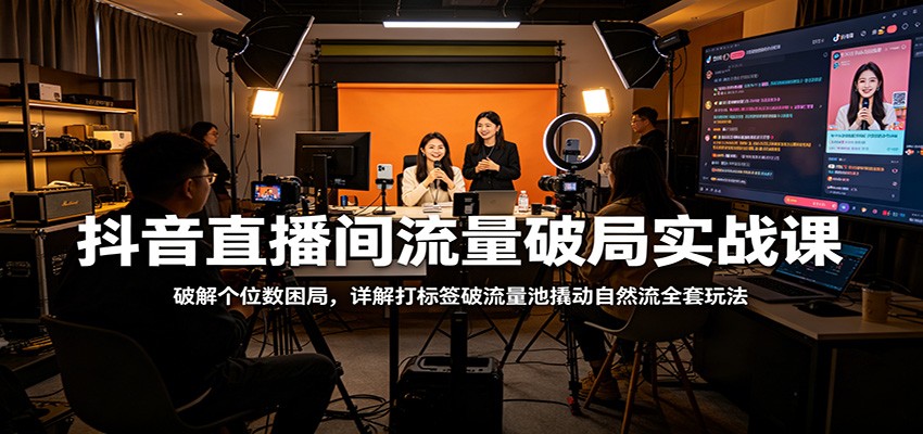 抖音直播间流量破局实战课：破解个位数困局，详解打标签破流量池撬动自然流全套玩法-伏羲SAAS