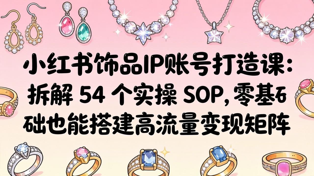 小红书饰品IP账号打造课：拆解 54 个实操 SOP，零基础也能搭建高流量变现矩阵-伏羲SAAS